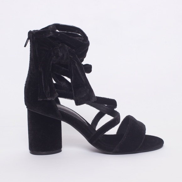 Jeffrey Campbell “Faustino” black velvet tie up sandal - Picture 3 of 3